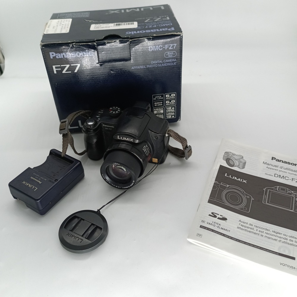 Panasonic Lumix DMC-FZ7 Digital Camera Black 6.0MP 12x Zoom Leica Lens w/ Box a3